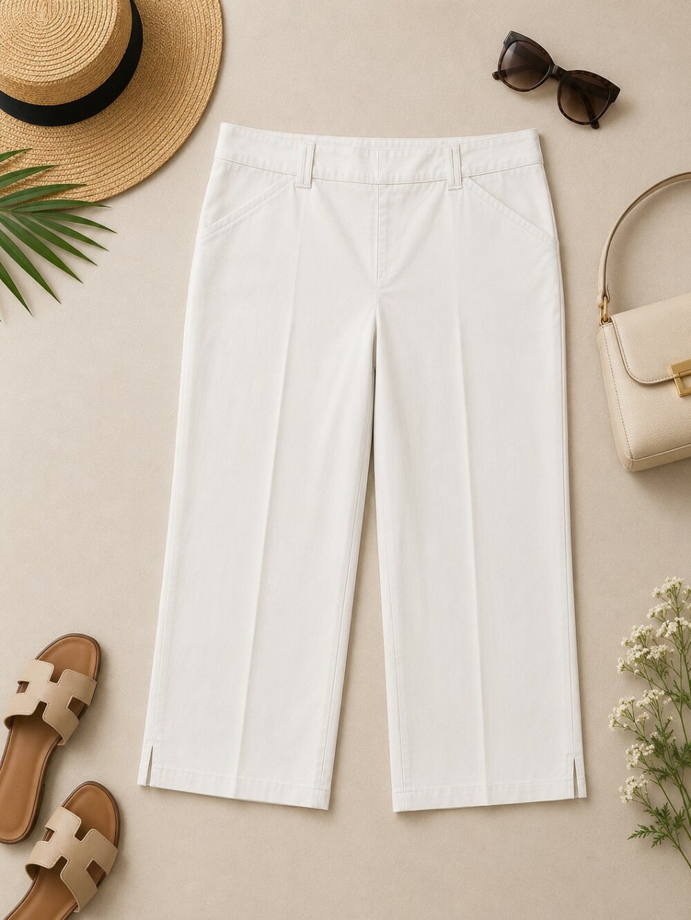 Reitmans The Iconic White Cropped Capri Wide-Leg Pants Plus Sized 20 Petite